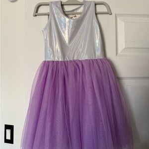 Shimmering Silver and Purple Kids Dance Costume